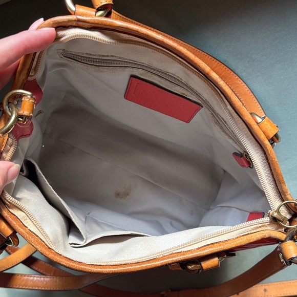 Coach Orange Patent Leather Crossbody Tote Shoulder Bag Zipper Closure Vintage - Picture 9 of 17